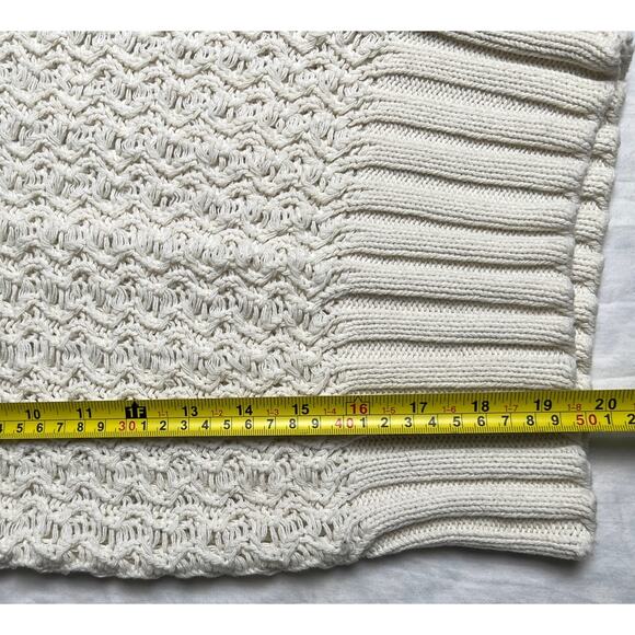 Vintage Mardi Size Medium Heavy Crochet Knit V-neck Sweater 100% Cotton Pullover - Picture 5 of 6